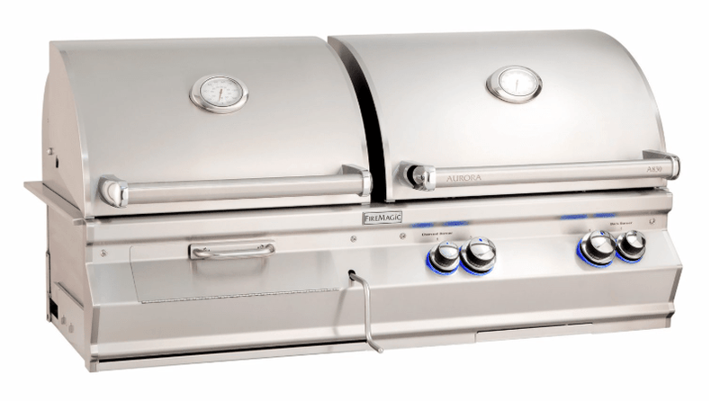 Fire Magic Aurora A830i Gas/Charcoal Combo Built - In Grill with Analog Thermometers - CulinaryProfis