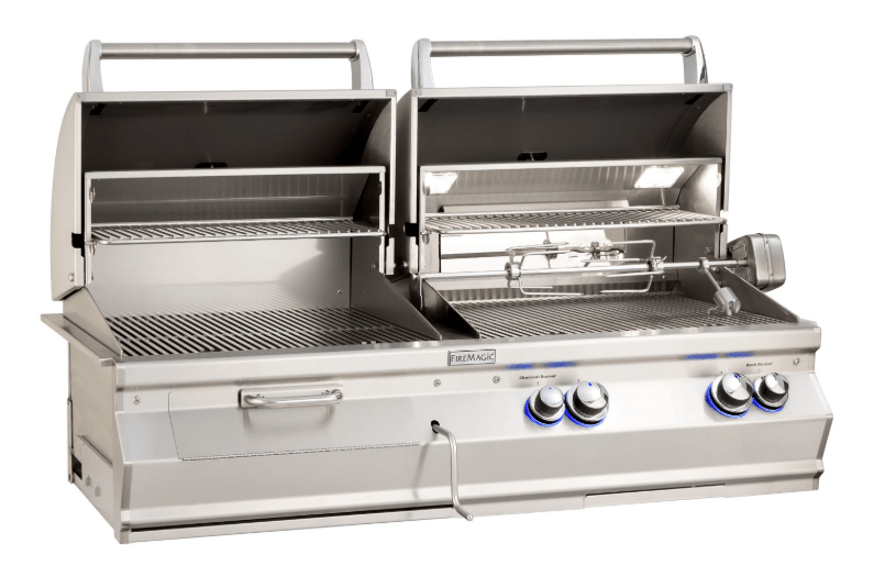 Fire Magic Aurora A830i Gas/Charcoal Combo Built - In Grill with Analog Thermometers - CulinaryProfis