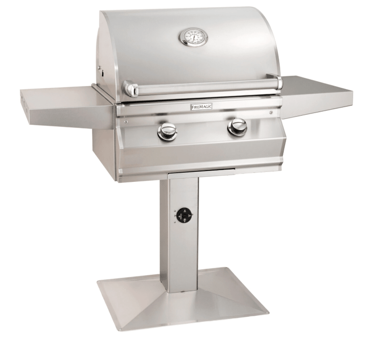 Fire Magic Choice C430s Patio Post Mount Grill with Analog Thermometer and 1 - Hour Timer on Post - CulinaryProfis