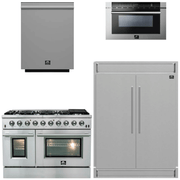 FORNO Appliance Package - 48 Inch Gas Range, 60 Inch Refrigerator, Microwave Drawer, Dishwasher, AP-FFSGS6244-48-7 FORNO