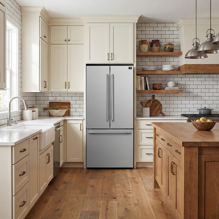 FORNO Gallipoli 30" 17.5 cu. ft. French Door Refrigerator in Stainless Steel with Ice Maker- FFFFD1974-31SB FORNO