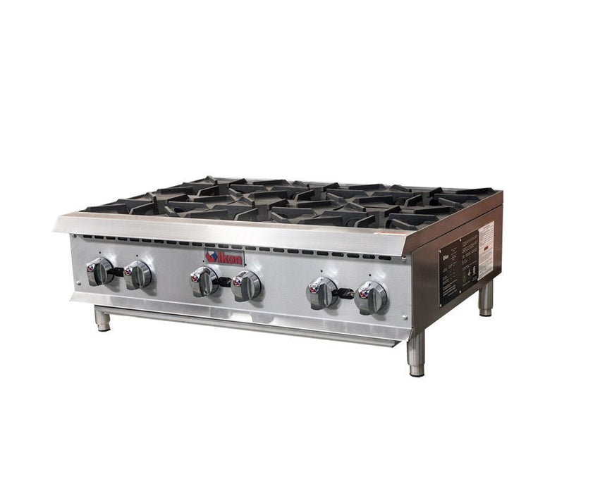 IKON COOKING - Commercial - 36" Gas 6 Burner Manual Control Hotplate - 150,000 BTU - IHP - 6 - 36 - CulinaryProfis