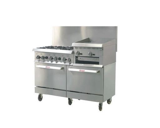 IKON COOKING - Commercial - 60" Liquid Propane Gas Range with 6 Burners, 24" Raised Griddle and 2 Ovens - IR - 6B - 24RG - 60 - CulinaryProfis
