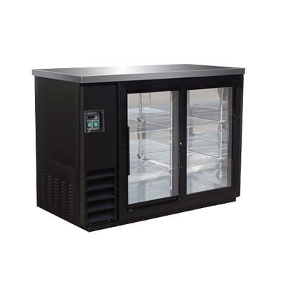 IKON IBB49 - 2G - 24SD | 49" Wide 2 Sliding Door Black Stainless Steal Back Bar - CulinaryProfis