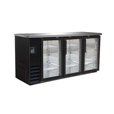 IKON IBB73 - 3G - 24 | 73" Wide 3 Swing Door Black Stainless Steal Back Bar - CulinaryProfis