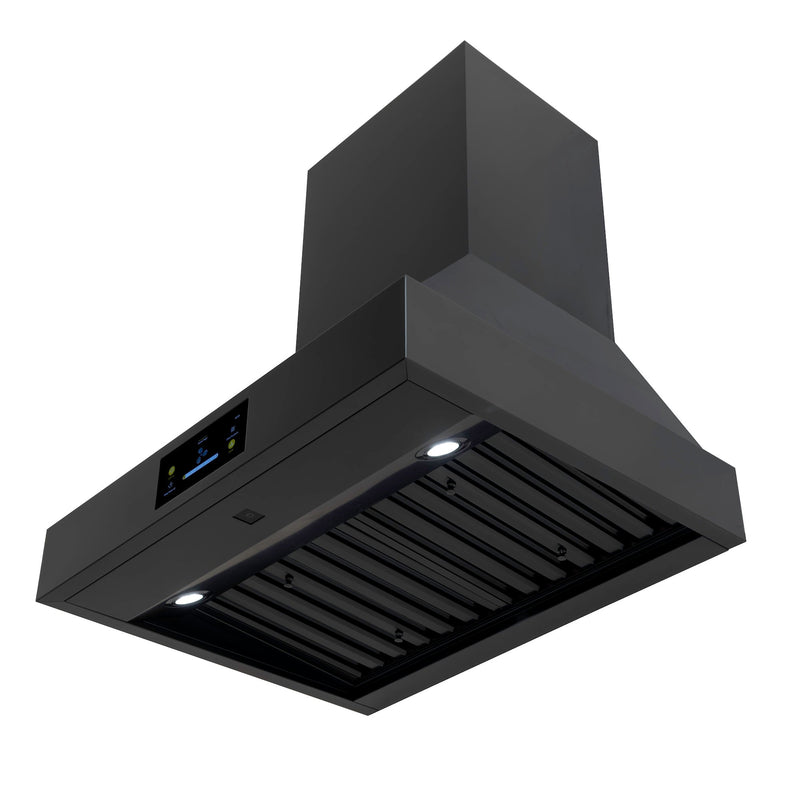 36″ Professional Range Hood – 1000 CFM – Black Stainless Induction Hardware