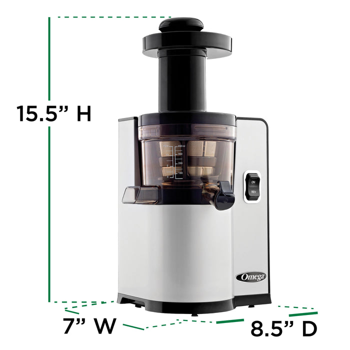 Omega VSJ843Q 43 RPM Pure Press Vertical Cold Press Juicer - Silver