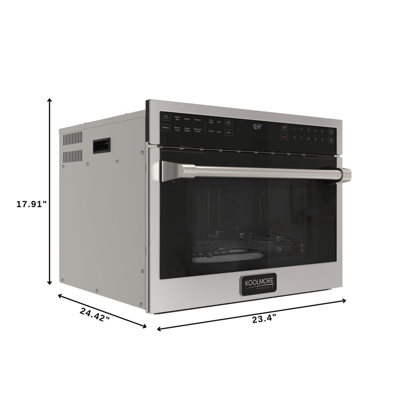 KoolMore Reserve 24 in. Built - In Microwave Convection Oven with Air Fry, 3 - in - 1 Combo, Sensor Cook, Soft - Close Door, 1.6 cu. ft. in Stainless Steel (KM - CWO24 - AFSS) - CulinaryProfis