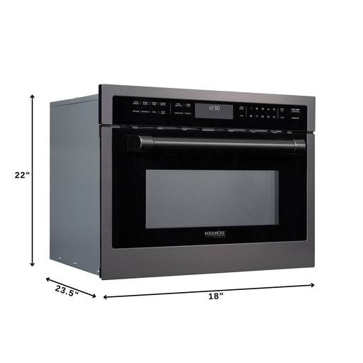 KoolMore Reserve 24 in. Stainless Steel Built - in Convection Microwave Oven with Speed and Sensor Cooking, 1.6 cu. ft. in Black (KM - CWO24 - BSS) - CulinaryProfis