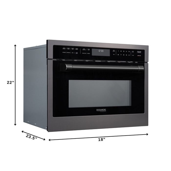 KoolMore Reserve 24 in. Stainless Steel Built - in Convection Microwave Oven with Speed and Sensor Cooking, 1.6 cu. ft. in Black (KM - CWO24 - BSS) - CulinaryProfis
