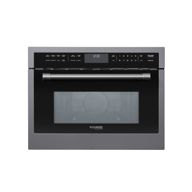 KoolMore Reserve 24 in. Stainless Steel Built - in Convection Microwave Oven with Speed and Sensor Cooking, 1.6 cu. ft. in Black (KM - CWO24 - BSS) - CulinaryProfis