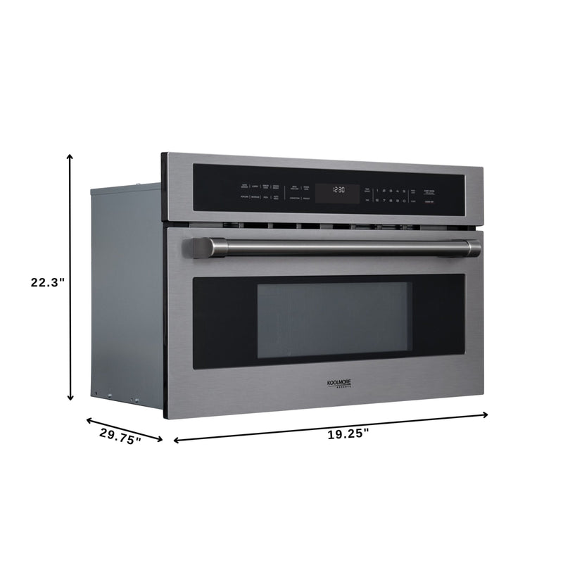 KoolMore Reserve 30 in. Stainless Steel Built - in Convection Microwave Oven with Speed and Sensor Cooking, 1.6 Cu. Ft. in Black (KM - CWO30 - BSS) - CulinaryProfis