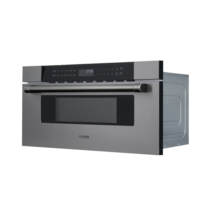 KoolMore Reserve 30 in. Stainless - Steel Microwave Drawer, 1.2 cu. ft. Capacity in Black (KM - MD30 - BSS) - CulinaryProfis