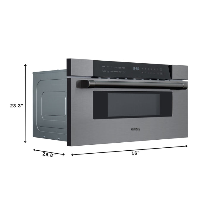 KoolMore Reserve 30 in. Stainless - Steel Microwave Drawer, 1.2 cu. ft. Capacity in Black (KM - MD30 - BSS) - CulinaryProfis