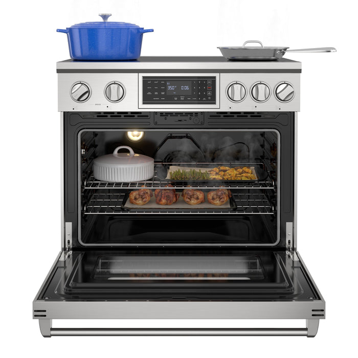 KoolMore Reserve 36 in. Electric Induction Range Oven with Ceramic Glass Cooktop, True Convection, 240V, 6.0 Cu. Ft., Air Fry, Sync Burners, CSA Certified in Stainless Steel (KM - IPR - 36TP - SS) - CulinaryProfis