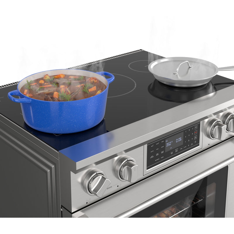 KoolMore Reserve 36 in. Electric Induction Range Oven with Ceramic Glass Cooktop, True Convection, 240V, 6.0 Cu. Ft., Air Fry, Sync Burners, CSA Certified in Stainless Steel (KM - IPR - 36TP - SS) - CulinaryProfis