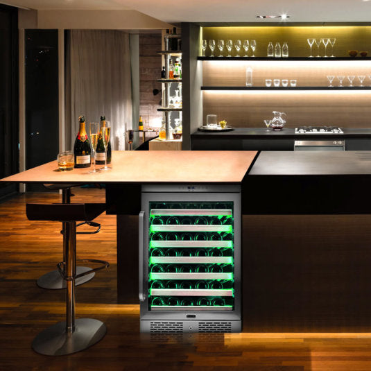 Whynter -  Elite Spectrum Lightshow 54 Bottle Stainless Steel 24 inch Built-in Wine Refrigerator | BWR-545XS