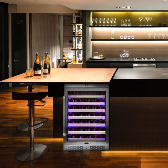 Whynter -  Elite Spectrum Lightshow 54 Bottle Stainless Steel 24 inch Built-in Wine Refrigerator | BWR-545XS