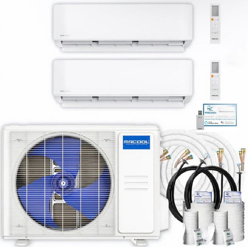 MRCOOL® DIY® 5th Gen 2-Zone 18,000 BTU Ductless Mini Split Air Conditioner & Heat Pump with Pre-Charged (25ft+25ft) Pre-Charged R-454B Line Sets (6K+6K) Air Handlers,(230V) — DIYM218HP MRCOOL®