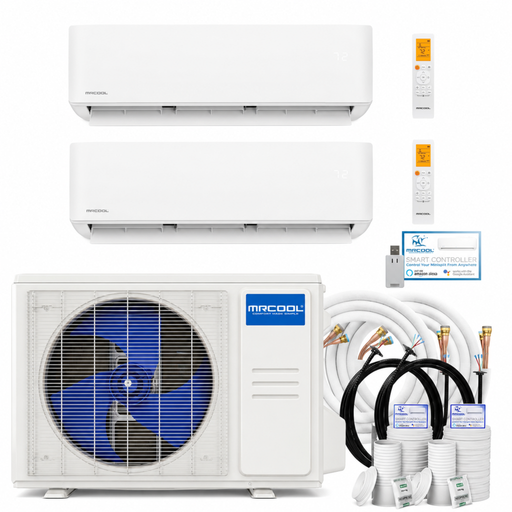 MRCOOL® DIY® 5th Gen 2-Zone 36,000 BTU Ductless Mini Split Air Conditioner & Heat Pump with (16ft + 16ft). Pre-Charged R-454B Line Sets (6K+24K) Air Handlers- (230V), DIYM236HPW01D00 MRCOOL®