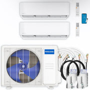 MRCOOL® DIY® 5th Gen Multi-Zone 2-Zone 18,000 BTU 1.5 ton 24 SEER2 (6K + 6K) Air Handlers Ductless Mini-Split Air Conditioner and Heat Pump (16ft x 16ft) Pre-Charged R-454B line sets, (230V)- DIYM218HPW00D00 MRCOOL®