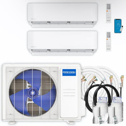 MRCOOL® DIY® 5th Gen Multi-Zone 2-Zone 18,000 BTU 1.5 ton 24 SEER2 (6K + 6K) Air Handlers Ductless Mini-Split Air Conditioner and Heat Pump (16ft x 16ft) Pre-Charged R-454B line sets, (230V)- DIYM218HPW00D00 MRCOOL®