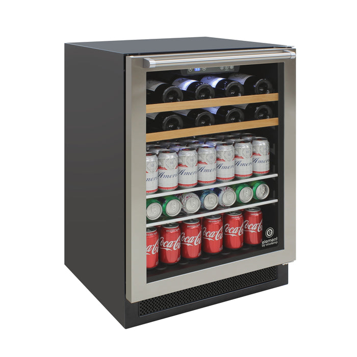 Vinotemp - EL-24THWB, Vinotemp Connoisseur Series Single-Zone 24" Wine and Beverage Cooler with Top Handle, 16 Bottle and 106 12 oz Can Capacity, in Stainless Steel
