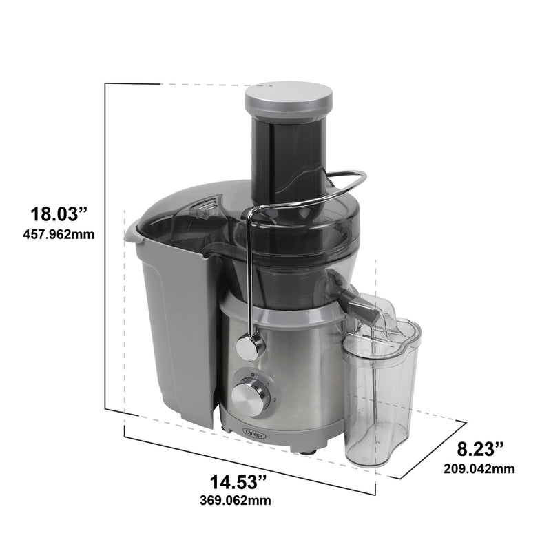 Omega OMJCHSXLCSV13 1000W High Speed Juicer - 3.3 - Inch Extra Large Chute Silver - CulinaryProfis
