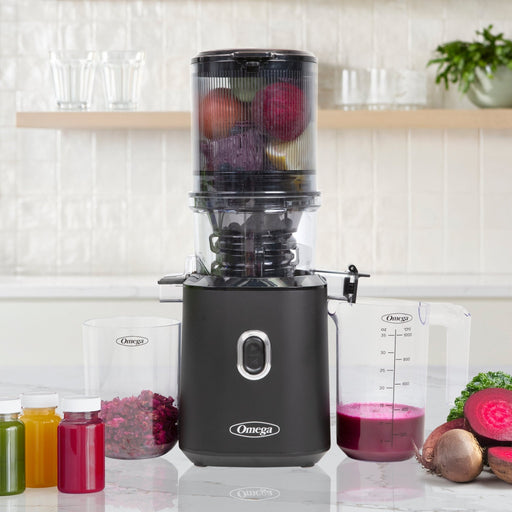 Omega OMJCSMVBBK13 150W Time Saving Cold Press Batch Juicer - Vertical Slow Masticating Juicer - CulinaryProfis