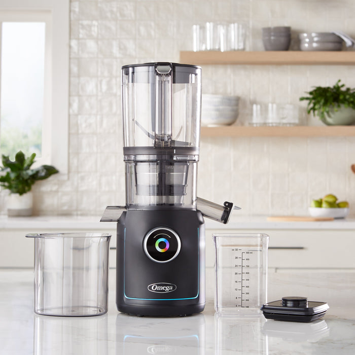 Omega OMSMBTBK13 180W Ultimate Performance Batch Juicer - IntelliDial Cold Press Smart Juicer