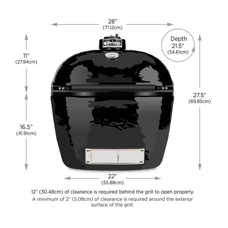 Primo All - In - One Oval XL 400 Ceramic Kamado Grill With Cradle Cart - PGCXLC - CulinaryProfis