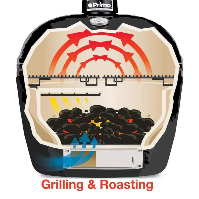 Primo All-In-One Oval Junior 200 Ceramic Kamado Grill With Cart - PGCJRC