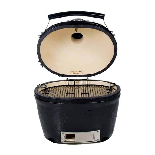 Primo Oval Junior 200 Ceramic Kamado Grill On Cart With Side Tables - PGCJRH - CulinaryProfis