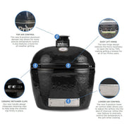 Primo Oval Junior 200 Ceramic Kamado Grill On Cart With Side Tables - PGCJRH - CulinaryProfis