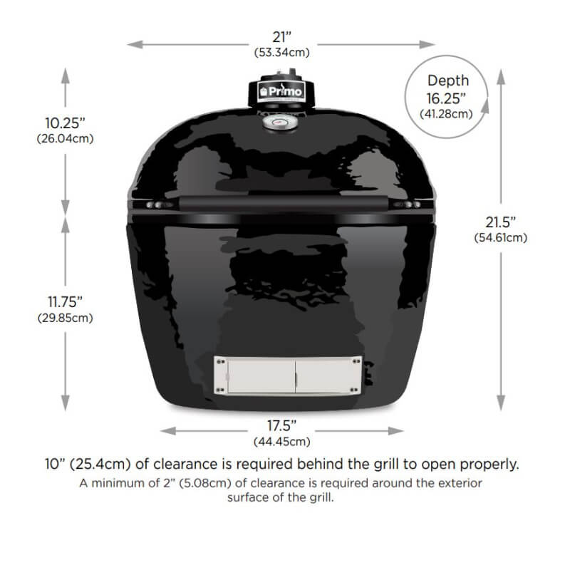 Primo Oval Junior 200 Ceramic Kamado Grill On Cart With Side Tables - PGCJRH - CulinaryProfis