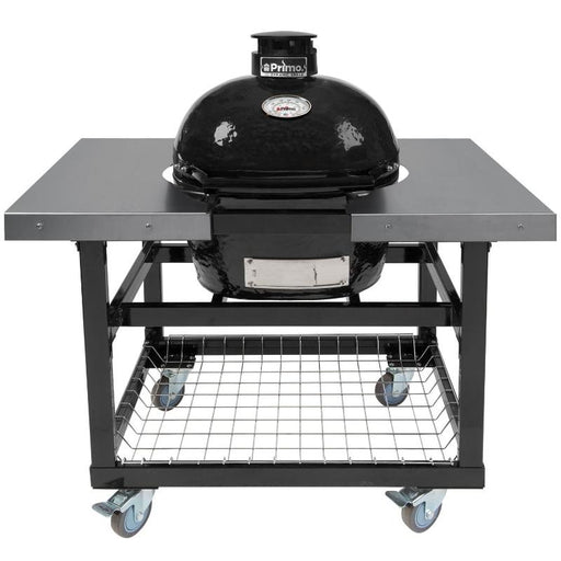 Primo Oval Junior 200 Ceramic Kamado Grill On Cart With Side Tables - PGCJRH - CulinaryProfis