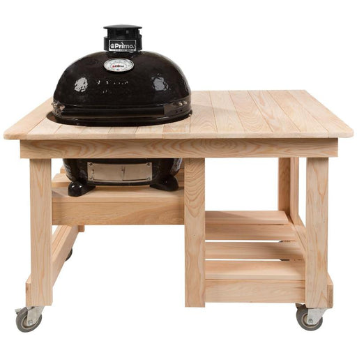 Primo Oval Junior 200 Ceramic Kamado Grill On Cypress Table Cart - PGCJRH - CulinaryProfis
