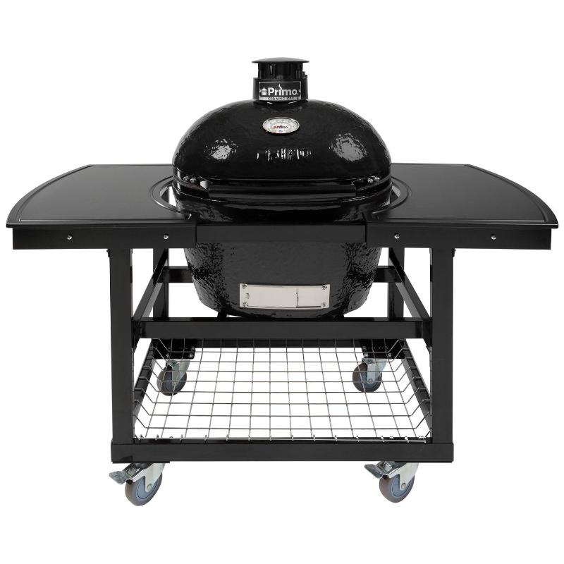 Primo Oval Large 300 Ceramic Kamado Grill On Cart With Side Shelves - PGCLGH - CulinaryProfis