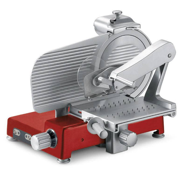 Sirman Mantegna 350 Commercial Meat Slicer 14" Straight Feed Cured Meat Red Finish - CulinaryProfis
