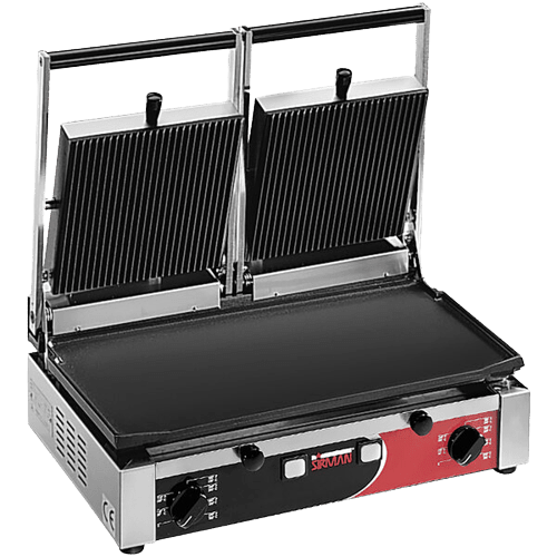 Sirman PD L 10"x20" Double Panini Grill - Grooved Top & Flat Bottom with Timer - 3000W 220V Model 34A3661105SI - CulinaryProfis