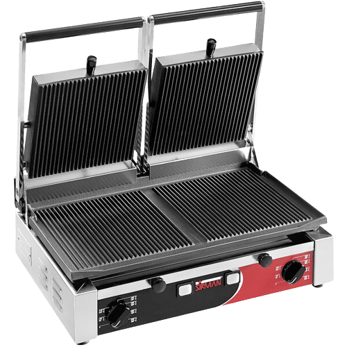 Sirman PD R 10"x20" Double Panini Grill - Grooved Top & Bottom with Timer - 3000W 220V Model 34A3331105SI - CulinaryProfis