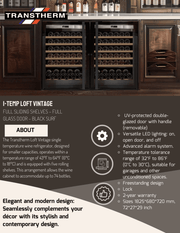 Transtherm Prestige Loft 74 Bottle Wine Cabinet Glass Door - CulinaryProfis