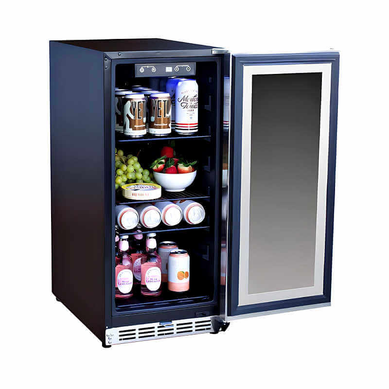 TrueFlame 15 Inch 3.2 Cu. Ft. Outdoor Refrigerator With Glass Door - CulinaryProfis