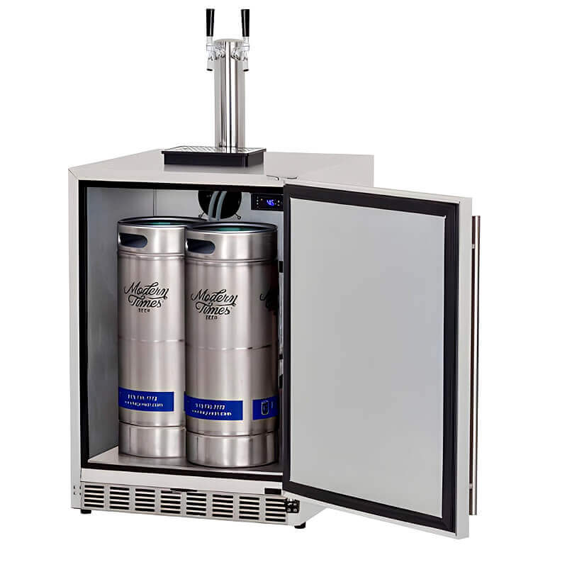 TrueFlame 24 - Inch 6.6 Cu. Ft. Outdoor Rated Double Tap Kegerator - TF - RFR - 24DK2 - CulinaryProfis