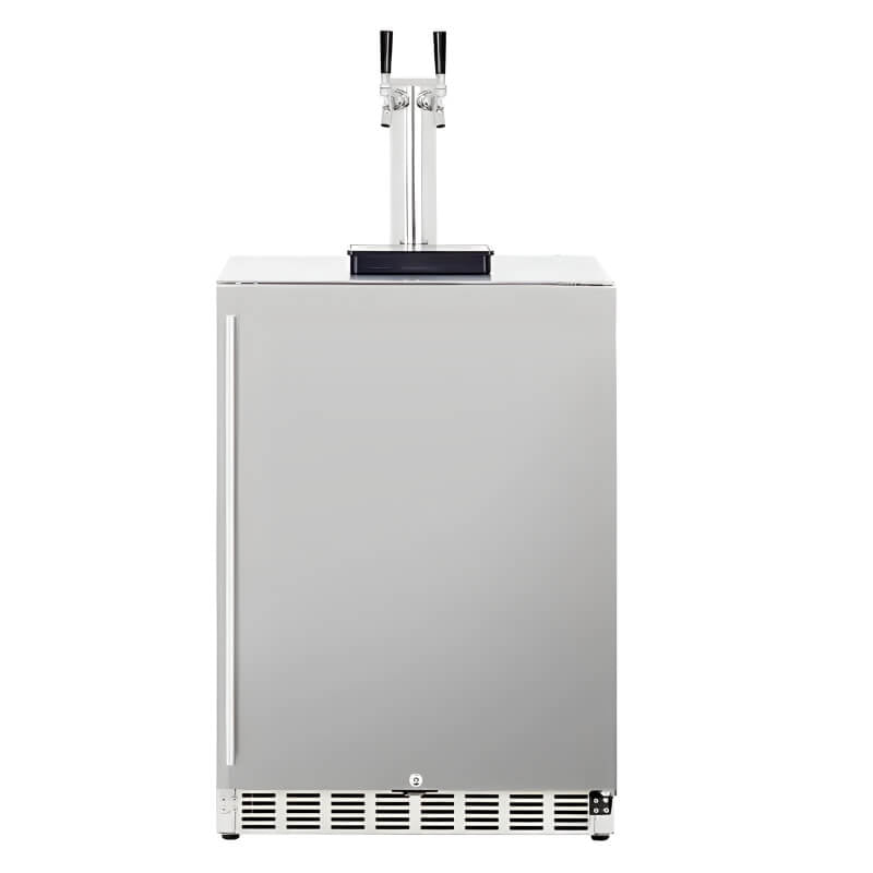 TrueFlame 24 - Inch 6.6 Cu. Ft. Outdoor Rated Double Tap Kegerator - TF - RFR - 24DK2 - CulinaryProfis