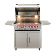 TrueFlame 32 - Inch Stainless Steel Deluxe Grill Cart with Fold - Down Side Shelves - CART - TF - 32DC - CulinaryProfis