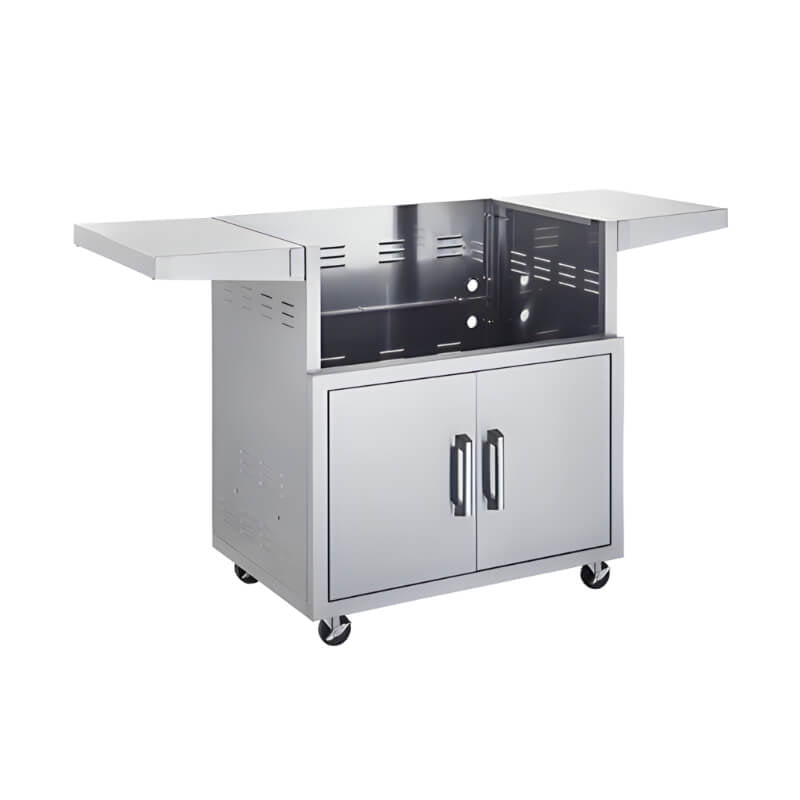 TrueFlame 40 - Inch Stainless Steel Deluxe Grill Cart with Fold - Down Side Shelves - CulinaryProfis