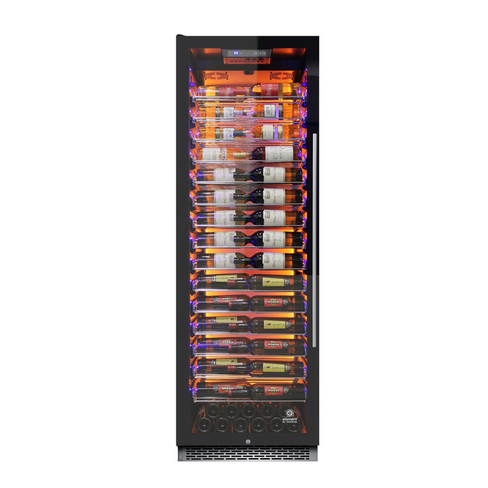 Vinotemp - EL - 168COMM - L, Vinotemp Backlit Series Commercial 168 Single - Zone Wine Cooler, Left Hinge, 141 Bottle Capacity, in Black - CulinaryProfis
