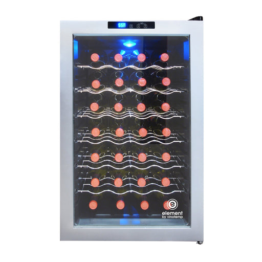 Vinotemp - EL - 28SILC, Vinotemp Butler Series Wine Cooler with Touch Screen Controls, 28 Bottle Capacity, in Silver - CulinaryProfis
