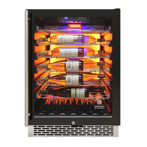 Vinotemp - EL - 54COMM, Vinotemp Backlit Series Commercial Single - Zone Wine Cooler, 41 Bottle Capacity, in Black - CulinaryProfis